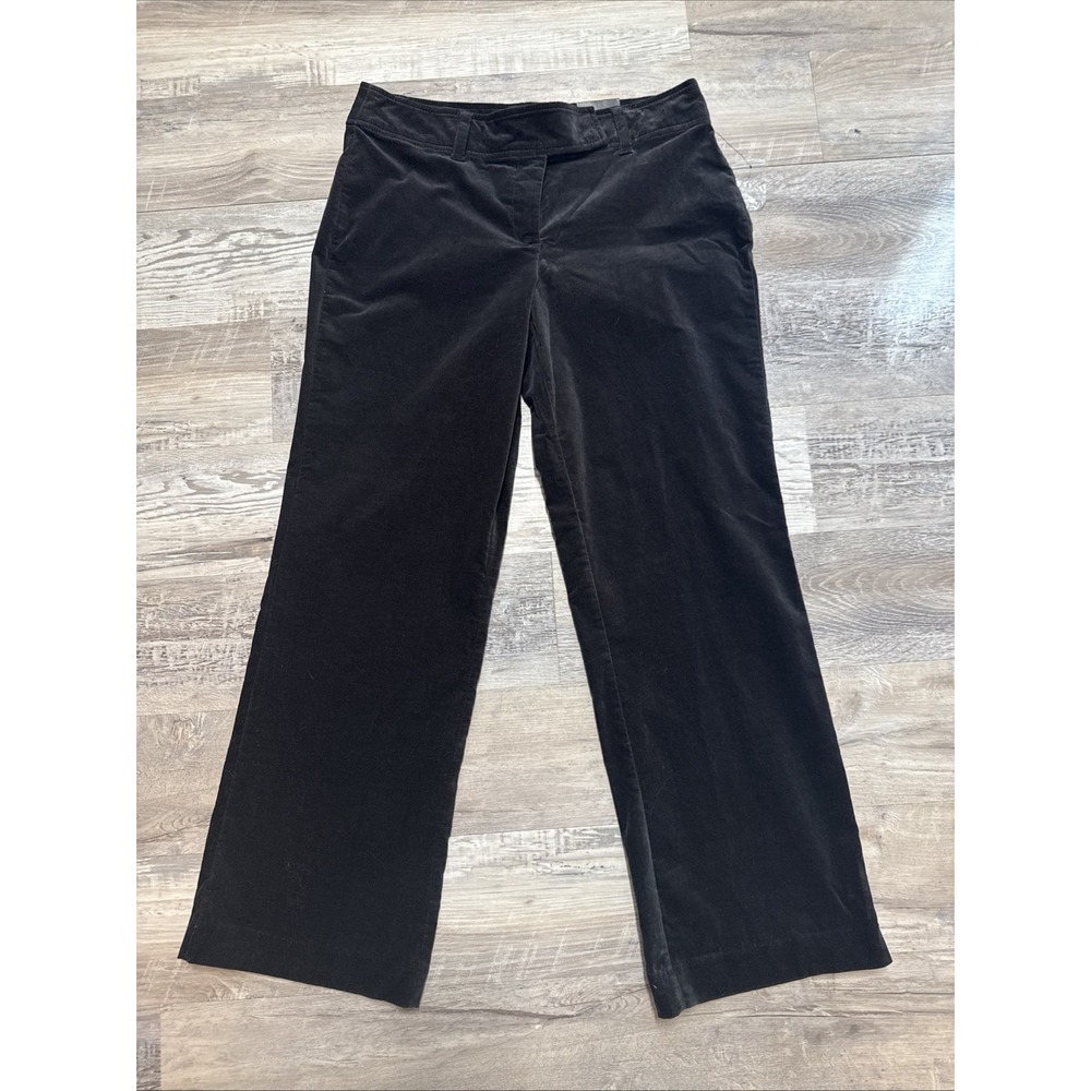 VTG Y2K Black Velvet Wide Leg Flared Stretch Velour Pants Goth Grunge‎ 8P NWT